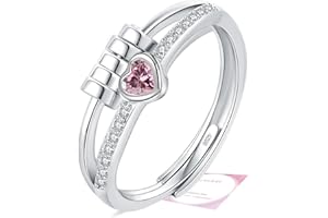 DOA Fidget Rings with Cubic Zircon, Adjustable 925 Sterling Silver Anxiety Rings for Women, Birthstone Thumb Ring for Anxiety Women with Jewellery Box&Card