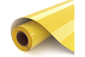 UIOK Flex Thermocollant, Jaune Vinyle Thermocollant 30.5×183cm Flex Thermocollant pour Tissus, Flex Jaune HTV Vinyles de Transfert à Chaud Pour Cricut Facile à Couper et à Désherber