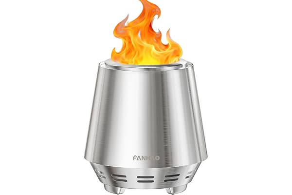 FANHAO Acier Inoxydable Brasero Bonfire et Support | Brasero Portable de sans émission de fumée, Combustion Naturelle du Bois, avec bac à Cendres Amovible | Une Combustion 120% Plus Efficace