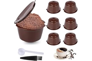 SHDIEHJFMLDH 6 cápsulas de café reutilizables para cápsulas rellenables de 50 ml Nespresso cápsulas de filtro de café con cuchara y cepillo para cocina y oficina