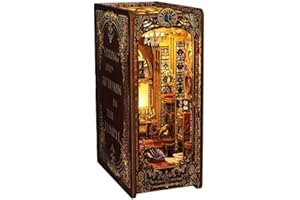 suruim DIY Book Nook Kit Bookend Puzzle Miniature Nook Library Bookshelf Insert Bookends Decoration Books Ornaments Gifts for Adults(Church)