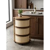 3 Katlı Nordic Bambu Ahşap Sebzelik Doğal Mutfak D&uuml;zenleyici Patates Soğanlık Organizer (A&ccedil;ık S&uuml;tl&uuml; Kahve Bambu)
