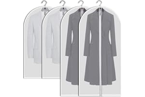 RHZXD 4 Stück Kleidersack Anzug Lange, 60 x 120/100cm Transparent Anzugtasche Kleidersäcke, Wasserdichte und Mottensichere kleidersäcke mit Reißverschluss, Wird zur Aufbewahrung von Garderoben verwendet