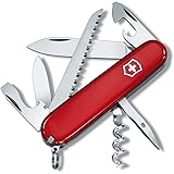 Victorinox Camper Navaja con 13 funciones, incluyendo sierra para madera y sacacorchos, de color rojo con blíster