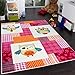 Kids' Rug - Trendy - Owls - Multicoloured Magenta Cream, Size:80x150 cm