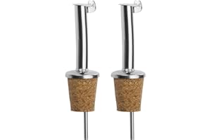 Westmark 2 Becs Verseurs pour Spiritueux/Huile/Vinaigre pour Bouteilles, avec Clapet, avec Tube d'air, Métal/Inox, Bouchon en liège, Inox Standard, Argenté, 45502280