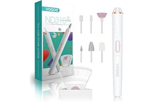 VOGOE Fresa per Unghie, Fresa per Unghie Professionale Senza Fili con Luce LED, Velocità Regolabile & 2 Direzioni, Kit Manicure-Pedicure con 6 Frese per Unghie per Acrilico & Gel ND310 (Oro)