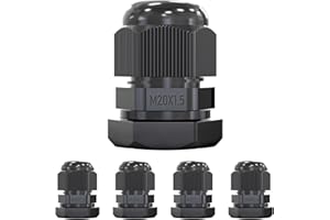 MGI SpeedWare 5-Pack M20 Strain Relief Nylon Cord Grip Cable Glands, Black Plastic Grommet