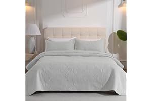 DUJUIKE Colcha Acolchada Ligera para Todas Las Estaciones, con 2 Fundas De Almohada De 50x90 cm, Colcha Acolchada Estampada, Multiusos para Cama Doble Matrimonio de 135 cm (Gris Claro, 220x240cm)