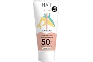 Naïf Mineralische Sonnencreme SPF50 für Babys & Kinder - Creme - 0% Parfum - 100ML - Direkte UVA und UVB Schutz - Wasserresistent - Dermatologisch Getestet - Ohne Mikroplastik - Umweltfreundlich
