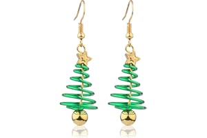 KINBOM 1 para Kolczyki Choinkowe dla Kobiet, Kolczyki Swiateczne dla Kobiet Zwisajace Kolczyki Wiszace Christmas Tree Earrings for Women Ubieranie Sie na Impreze
