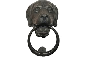 Anatolica Dog Door Knocker,Solid Brass,7.9 inches, Labrador Retriever Head,Front Door Ornament(Black)