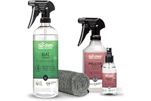 ‎BIO-CHEM bio-chem CLEANTEC Autopflege Innenraum Set 4-teilig zur professionellen Autoreinigung und Pflege für alle Autos innen I Glasreiniger, Polsterreiniger und Cockpitreiniger + Premium Mikrofasertuch