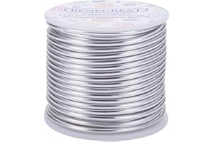 BENECREAT 9 Jauge/3 mm Bijoux Artisanat Fil d'aluminium 17 m/55 Pieds Fil de Sculpture en métal Pliable pour Artisanat modèle Floral Fabrication de squelettes, Argent