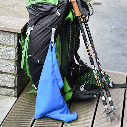 2er Set Outdoor Mikrofaser Handtücher + EXTRA große Reißverschluss-Ecktasche – [75x145cm & 40x60cm] – schnelltrocknend Premium Mikrofaser Reisehandtuch – Mikrofaser Handtuch, Sport, Reise, Sporthandtuch, Badetuch, Microfaser Handtuch groß u. klein inkl. Transportbeutel - 6