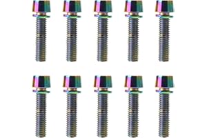 KSJEHW 10 PCS M5 x 20 mm Tornillos para Bicicleta Tornillo De Aleación De Titanio Tornillo De Fijación para La Potencia De La Bici Pernos de Vástago de Bicicleta con Arandelas (de Color)
