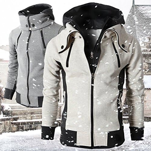 WEIJIGUOJI Men's Hoodies Casual Double Zipper Sweatshirts Slim Fit Hooded Jacket