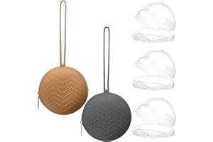 AURORAYER 5 Stück Schnullerbox für Unterwegs,2 Stück Silikon Schnuller Aufbewahrungsbox und 3 Stück Transparent Plastik Schnullerboxen für Baby,Mädchen,Junge (Braun + Dunkelgrau)