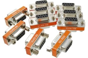 CablesOnline DB9 Null Modem Female to Female Slimline Data Transfer Adapter/Gender Changer, (10-Pack) (AD-N06M-10)
