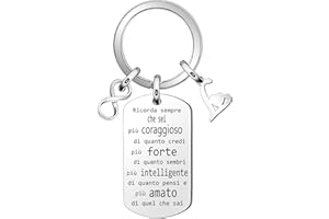 bifriend Ispirante Portachiavi Regalo,Ricorda sempre che sei più coraggioso Pendente Argento Portachiavi Per Figlia Mamma Sorelle Amici collega Compleanno Ricordo di Natale Portachiavi Accessori