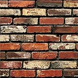 ❤️Realista, efecto de patrón de ladrillo natural, estilo simple y moderno DIY gratis, fácil diseño autoadhesivo, instalación, collage casual, corte arbitrariamente Papel tapiz comparado mejor efecto de reducción de ruido Métodos de instalación: pegue la superficie limpia con adhesión, como: superficie de madera, superficie de vidrio, sin pared de polvo