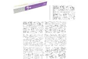 lomonmen Rotolo da Disegno per Bambini, Rotolo da Colorare per Bambini,Carta Millimetrata da Disegno Fai-da-Te A Colori Regali per bambini e bambine (paradiso degli animali domestici)