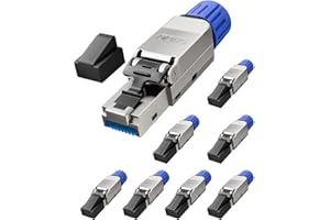 VCELINK Connecteur RJ45 Sans Outil, Fiche Cat 7 Plaqué or Sans Outil, Connecteur RJ45 blindé pour câble Ethernet Cat6A/Cat7 en lot de 8