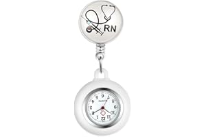 Avaner Orologio da Infermiera Retrattile, Orologio da Taschino con Clip, Orologio da Infermiera in Silicone, Orologio da Tasca per Donna e Uomo