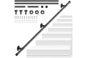 VAYOTOY Main Courante pour Escalier, Rampe Escalier Intérieur Exterieur Galvanisation Industrielle Antidérapante Main Courante Escalier Pour Sécurité Balcon Couloir, 2M