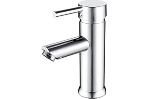 kisimixer Basin Tap Mixers Bathroom Sink Tap, Single Lever Hot and Cold Stainless Steel Basin Mixer Tap with UK Standard Hoses, Modern Taps for Bathroom, Chrome