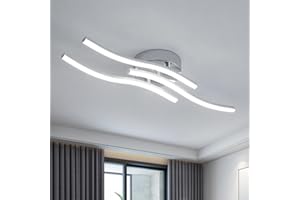 Dorlink Lampara Techo LED 3 Luces, 18W 1620LM Lampara Techo Dormitorio, 6500K Blanco Frío Plafon LED Techo de Ondas, Lamparas de Techo Salón Plata, Lamparas Techo para Cocina, Comedor, Ø52CM