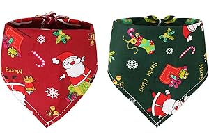 PEJLND 2Pcs Christmas Dog Bandanas,Christmas Pets Scarf Xmas Dog Costume Accessories Adjustable Dog Bandana Triangle Washable Cat Bandana for Small Medium Large Dogs Cats