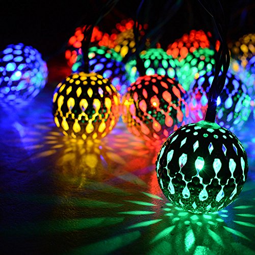 Solar Lichterkette ,Kondisco 20er LED 5 Meter Solar Lichterkette Wasserfest Garten Außen Weihnachten Dekoration für Garten, Terrasse,Geburtstag, Haus, Party, Weihnachtsbaum, Weihnachten Party (mehrfarbig) - 3