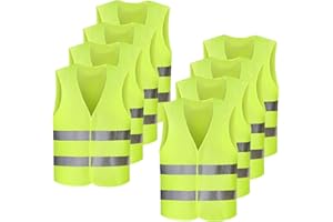 GOIEHIR 8 Pièces Gilet de Sécurité, 360° Gilet Fluorescent Jaune, pour Cycliste, Conducteur, Police, Ouvrier, Taille Universelle