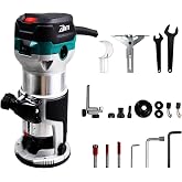 DNTI Wood Milling Machine Electric Router 710W 10000-30000RPM, Engraving Milling Cutter for Chamfering, 2 Pliers of 6.35 mm a