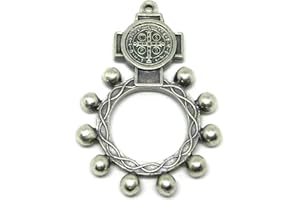 GTBITALY 90.124.30 001CRO Rosario de Dedo Oración Decena Cruz medalla de San Benito Plata