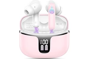 MOTOST Cuffie Bluetooth senza fili Bluetooth 5.3 in Ear con 4 Enc Noise Cancelling Mics, 40 ore HiFi Stereo Senza Fili con Display LED, IP7 Impermeabile Auricolari per Sport, Rosa
