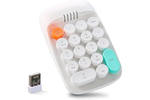 YUNZII Wireless Number Pad, Typewriter Retro Keypad, Numeric Keypads Numpad 18 Keys 2.4 GHz Bluetooth Mini Financial Accounting Keyboard for Laptop, PC, Desktop, Notebook (ANBK01, Snow White)