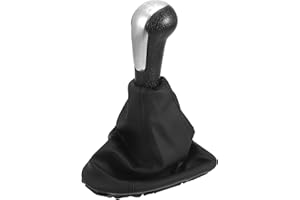 TUCKBOLD Schalthebelknopf mit Abdeckung für Chevrolet Spark | Schaltknauf Schalthebel Hebelknopf Silberton Kunststoff und Kunstleder 1 Stück