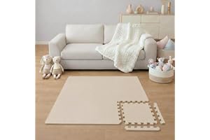 LittleTom 9 stycken babygolvmattor från den första månaden - 30 x 30 cm EVA-skumplattor med kanter - lekyta för uppvaknande - halkfria pusselrutor - foder för barnrum
