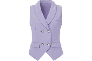Allegra K Women's Christmas Suit Vest Double Breasted Lapel Dressy Waistcoat Vest