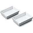 WM Bartleet & Sons 1750 TSET133 Set of 2 Traditional Porcelain Rectangular Flan Dishes (11x8cm) – White