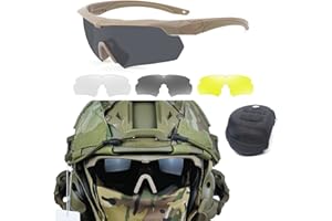 AQ zxdc Casco Táctico Fast, con Auriculares con Reducción de Ruido & NVG & Cubierta de Casco & Visor Facial & Gafas & Linterna & Luz Intermitente, para Juegos De Caza CS