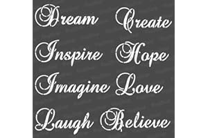 ‎CRAFTREAT CrafTreat Quote Stencils for Crafts Reusable Vintage - Imagine Sentiments - Size: 15 x 15 cm - Script Sentiment Stencil for Painting on Concrete - Postive Quote Stencils for Furniture Painting