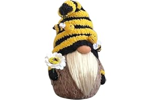 LANKOER Bee Gnome Plush Doll Decoration, Gnome Doll Dwarf Figurines for Garden Home Farmhouse Kitchen Decor,Bee Party Gift Knitted Wool Bumble Shape Ornaments for World Bee Day