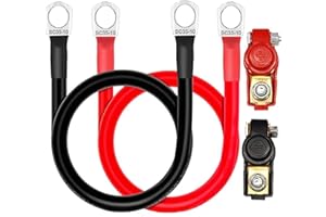 ATPWONZ 2PCS Battery Cable,2AWG 30cm 12V Battery Cable,35MM²Cable with M8 Ring Terminal Copper Wire for Truck, Motorcycle, Solar, RV, Marine