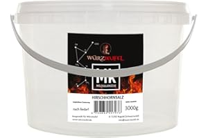‎WÜRZTEUFEL Hirschhornsalz Extra-Fein, Ammonium Bicarbonate, ABC Trieb-Pulver, E 503. PE-Eimer 2500g. (2,5 KG)