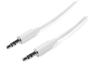 StarTech.com 2 m vit smal 3,5 mm stereoljudkabel – 3,5 mm ljud aux-stereo – hane till hane hörlurskabel – 2 x 3,5 mm mini utt