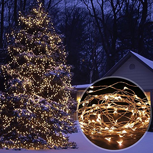 Amir Solar Lichterkette, 33ft 100 LED Solar Lichterkette Weihnachten, Solar-Kupferdraht Lichterketten, Garten Außen Warmweiß, Solar Beleuchtung Kugel für Party, Weihnachten, Outdoor, Fest Deko usw. - 7