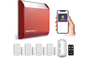 Wolf Guard kit Alarmas para casa WiFi con APP, 7-Pieza, Sistemas de Seguridad para el Hogar con 4 Sensor Puertas, 1 Anti-pet PIR, 1 Control Remotos, 1 Sirena con 120DB, Compatible con Alexa
